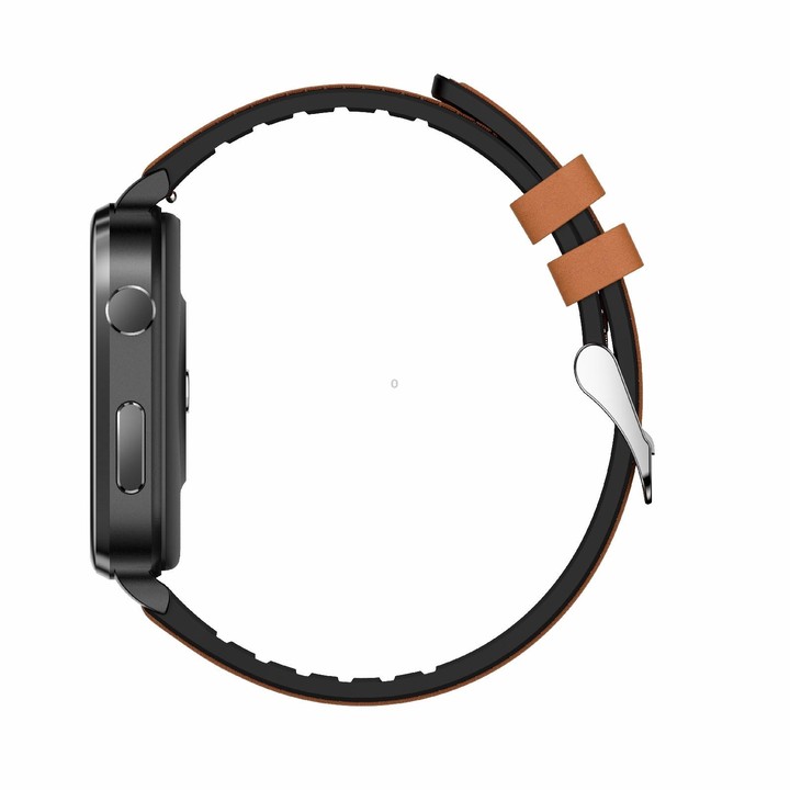 F100 1.7 inch HD Square Screen Leather Strap Smart Watch Supports Body Temperature Monitoring/Blood Oxygen Monitoring(Brown)