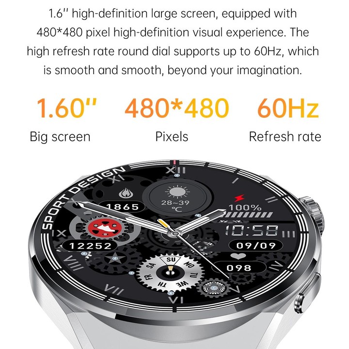 MD3MAX 1.39 inch Round Screen TPU Strap Smart Watch Supports Heart Rate Monitoring/Blood Oxygen Monitoring(Silver)
