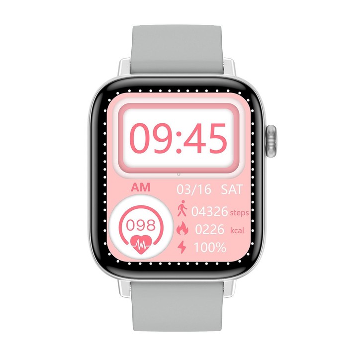 T49 1.9 inch HD Square Screen Smart Watch Supports Heart Rate Monitoring/Bluetooth Calling(Silver Blue)