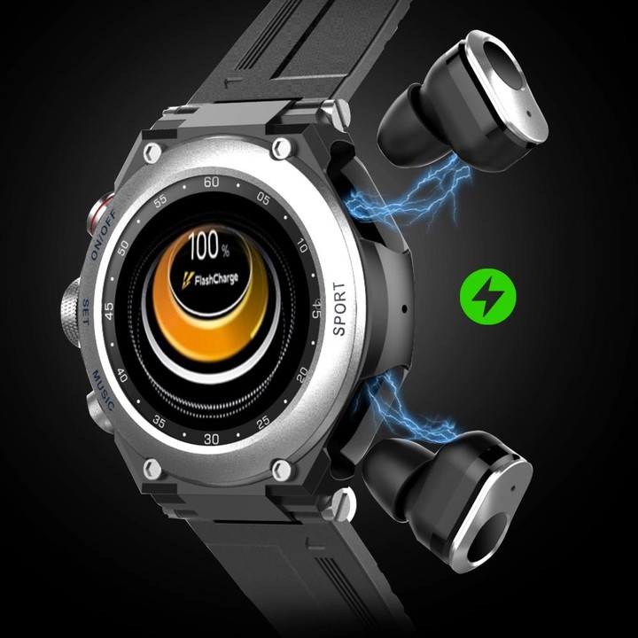 T92 1.28 inch IPS Touch Screen 2 in 1 Bluetooth Headset Smart Watch, Support Heart Rate Monitoring/Bluetooth Music(Silver)