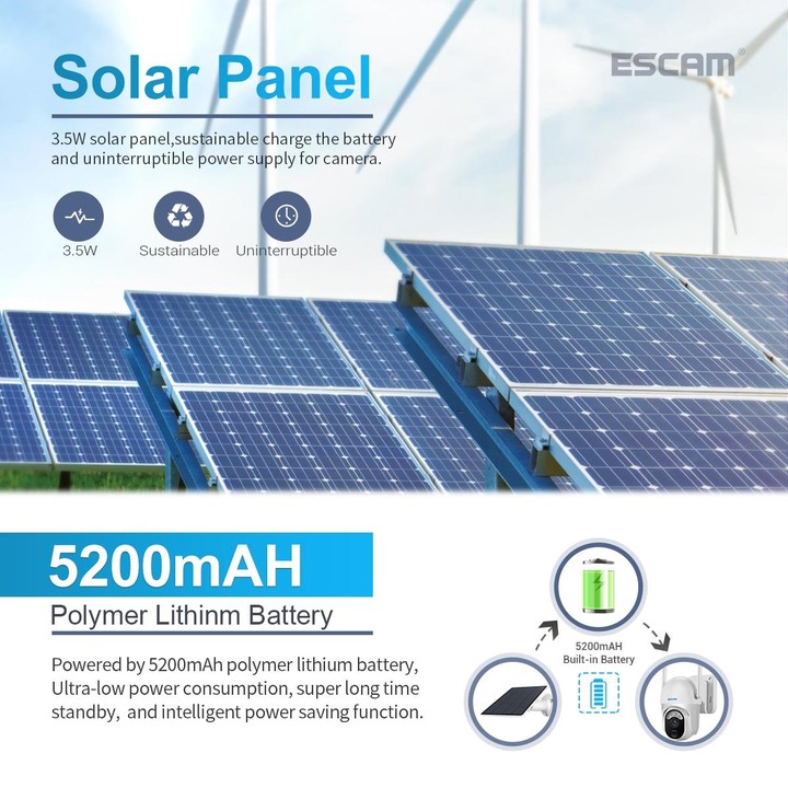 ESCAM QF103 3MP Cloud Storage PT WIFI PIR Alarm IP Camera with Solar Panel Battery Support Full Color Night Vision & Two Way Aud