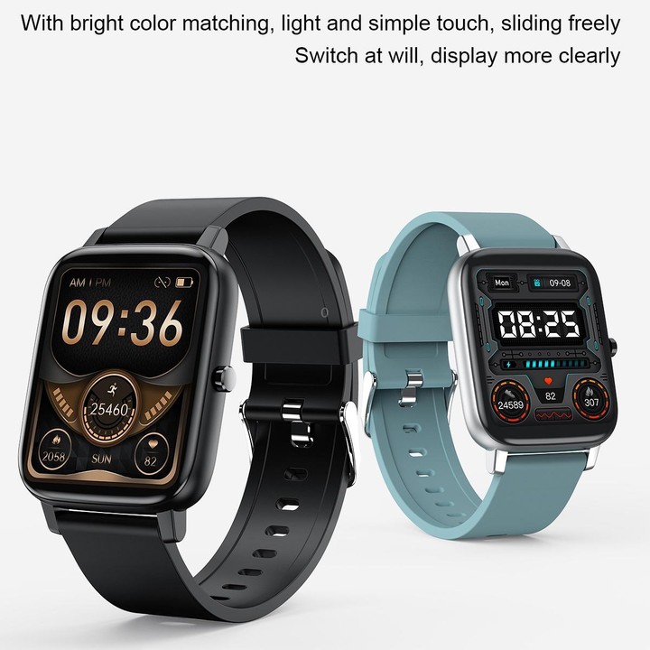Ochstin 5H80 1.69 inch Square Screen Silicone Strap Heart Rate Blood Oxygen Monitoring Bluetooth Smart Watch(Black)