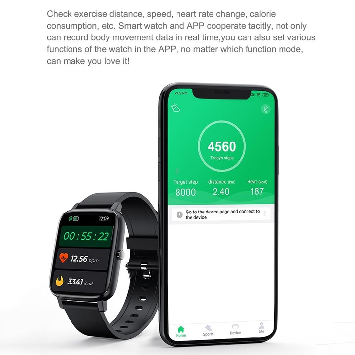 Ochstin 5H80 1.69 inch Square Screen Silicone Strap Heart Rate Blood Oxygen Monitoring Bluetooth Smart Watch(Black)