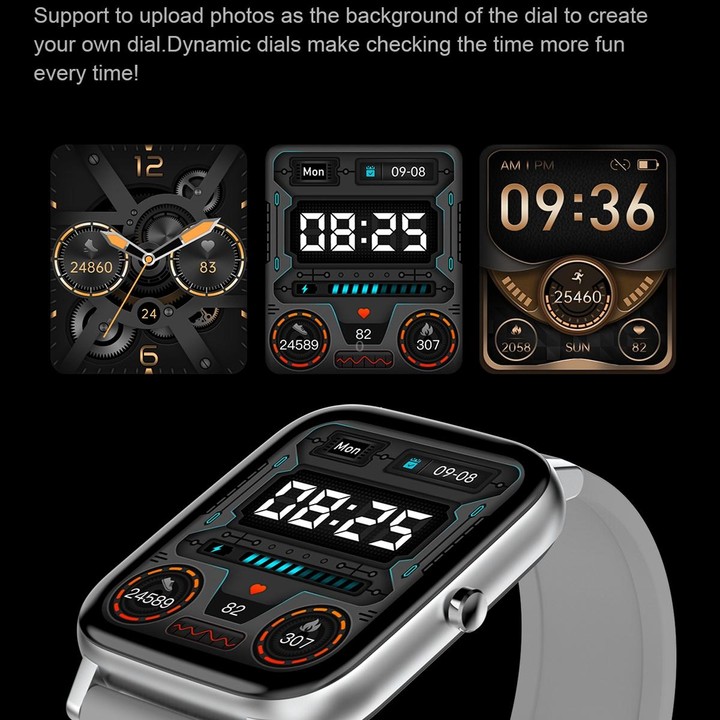 Ochstin 5H80 1.69 inch Square Screen Silicone Strap Heart Rate Blood Oxygen Monitoring Bluetooth Smart Watch(Grey)