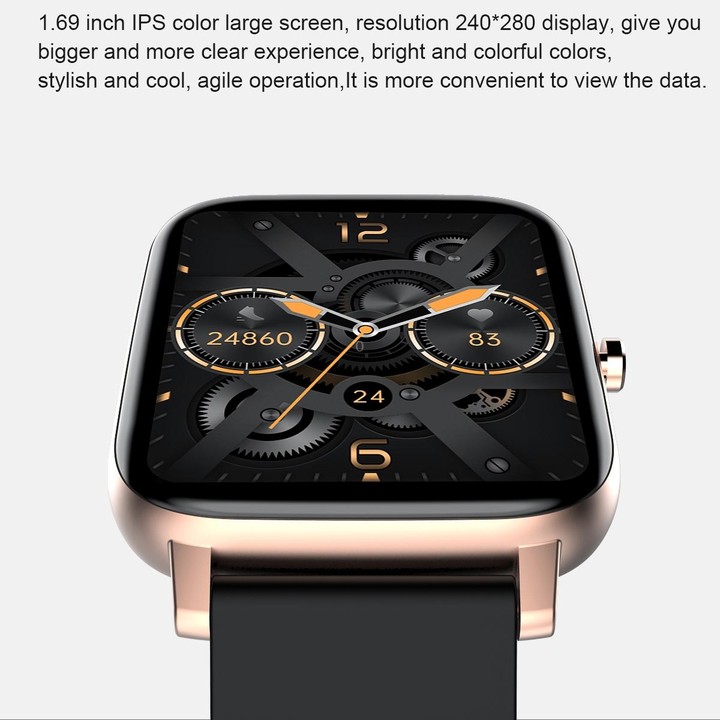 Ochstin 5H80 1.69 inch Square Screen Silicone Strap Heart Rate Blood Oxygen Monitoring Bluetooth Smart Watch(Grey)
