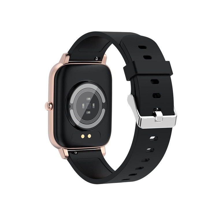 Ochstin 5H80 1.69 inch Square Screen Silicone Strap Heart Rate Blood Oxygen Monitoring Bluetooth Smart Watch(Black+Gold)