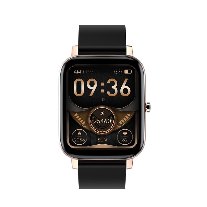 Ochstin 5H80 1.69 inch Square Screen Silicone Strap Heart Rate Blood Oxygen Monitoring Bluetooth Smart Watch(Black+Gold)