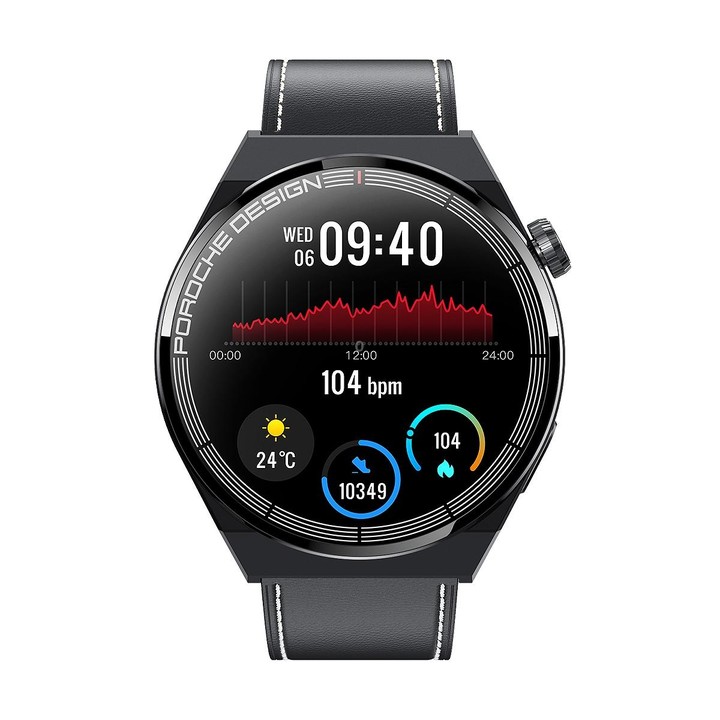 Ochstin 5HK46P 1.36 inch Round Screen Leather Strap Smart Watch with Bluetooth Call Function(Black)