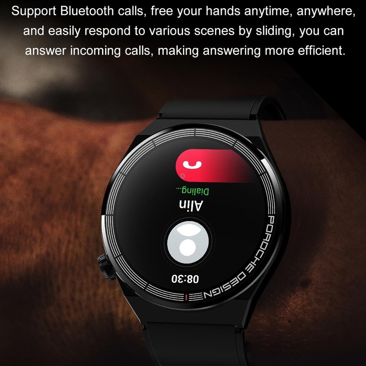 Ochstin 5HK46P 1.36 inch Round Screen Leather Strap Smart Watch with Bluetooth Call Function(Black)