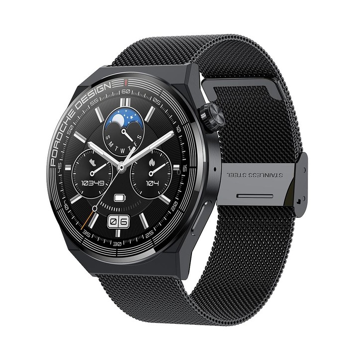 Ochstin 5HK46P 1.36 inch Round Screen Steel Strap Smart Watch with Bluetooth Call Function(Black)