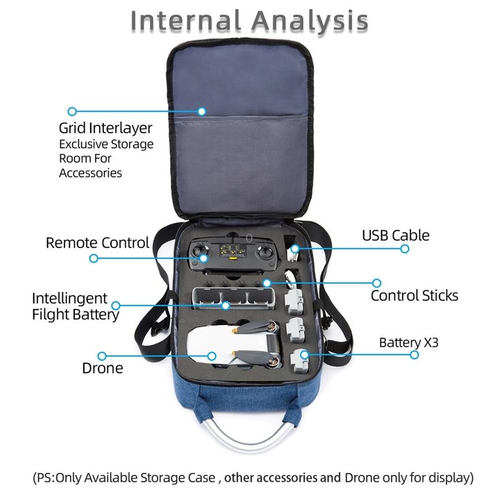 For DJI Mini SE Shockproof Single Shoulder Storage Carrying Case Box Bag, Size: 31 x 23 x 10cm(Blue + Black Liner)