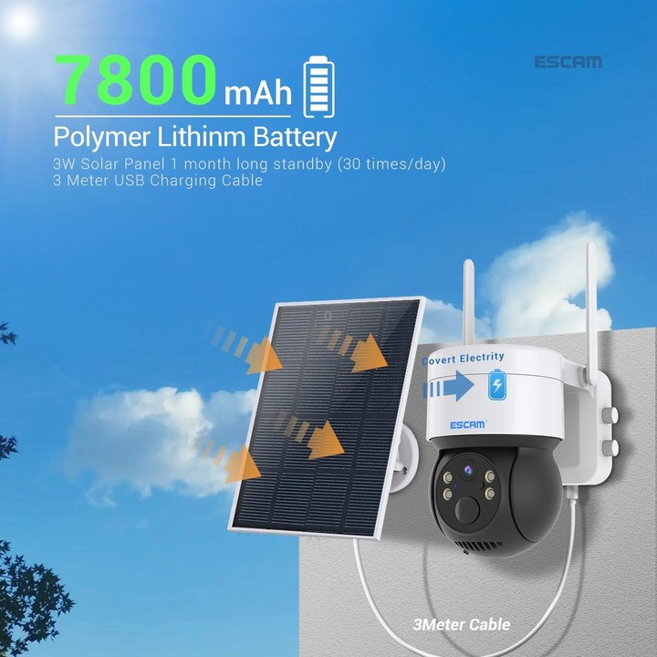 ESCAM QF170 2MP WiFi Full Color Night Vision Two-way Audio Solar Camera(Black)