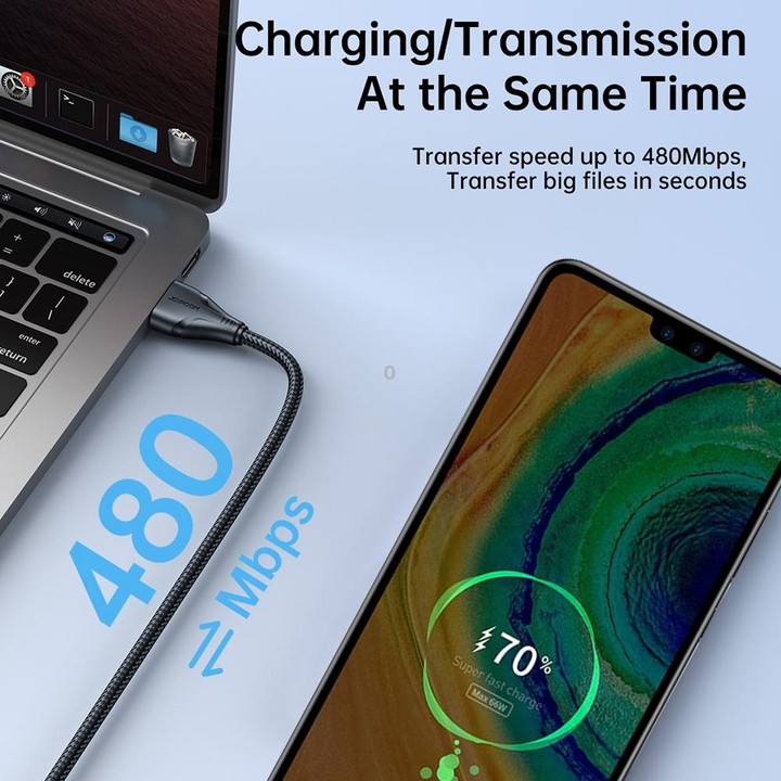 JOYROOM 3A USB to Type-C Surpass Series Fast Charging Data Cable, Length:1.2m(Black)