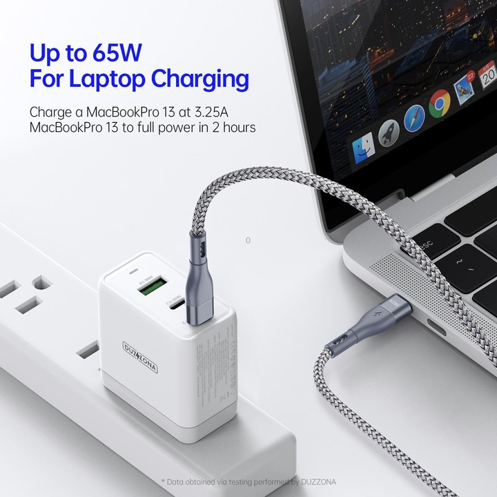DUZZONA A2 PD 65W USB-C / Type-C to Type-C Fast Charging Data Cable, Length: 1m(Grey)