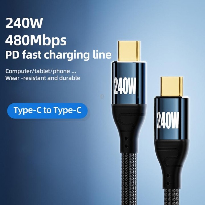 PD 240W Type-C to Type-C Fast Charge Data Cable, Length:1m