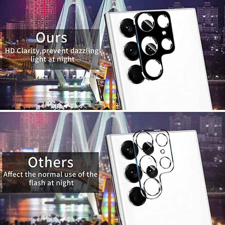 For Samsung Galaxy S22 Ultra 5G 50pcs Integrated Rear Camera Lens Tempered Glass Film(Black)