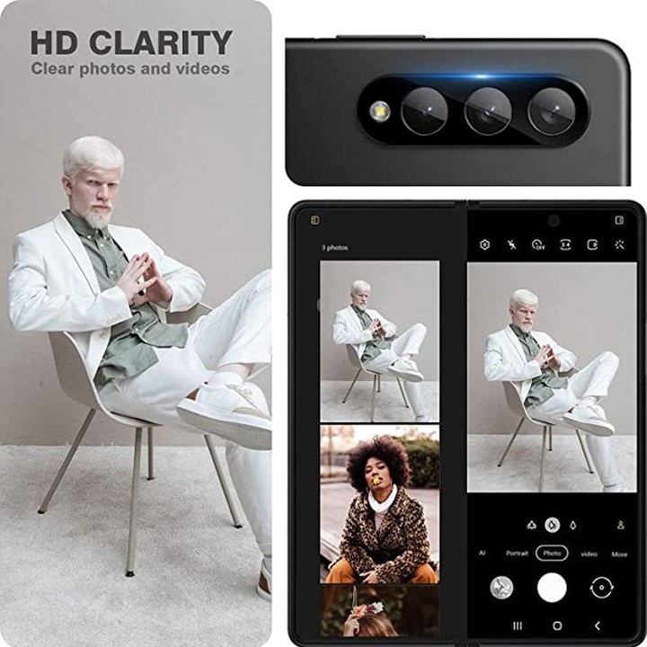 For Samsung Galaxy Z Fold3 5G 50pcs Integrated Rear Camera Lens Tempered Glass Film(Black)