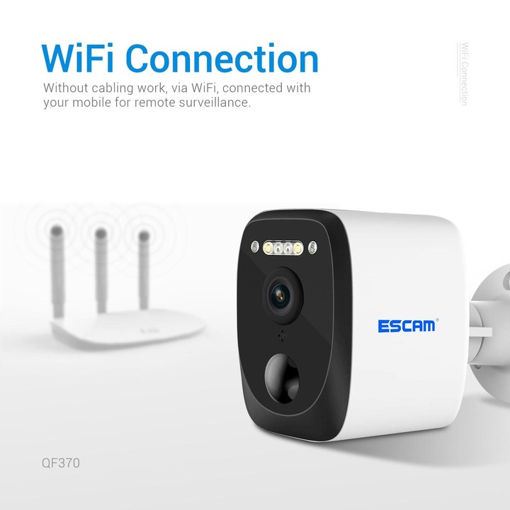 ESCAM QF370 3MP Cloud Storage PT WIFI Solar Panel IP Camera with PIR Alarm Support Night Vision & Two Way Audio