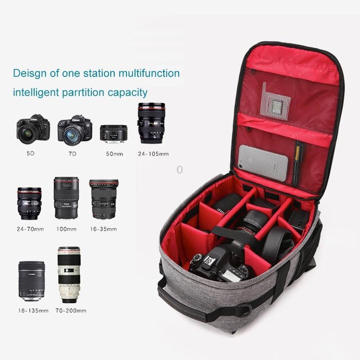 Small Waterproof Camera Backpack Shoulders SLR Camera Bag(Grey)