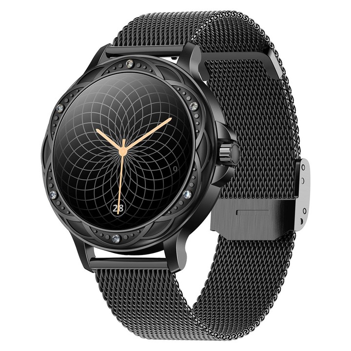 CF12 1.2 inch Waterproof Smart Steel Strap Wristband Support Heart Rate Monitoring / Blood Pressure Monitoring(Black)