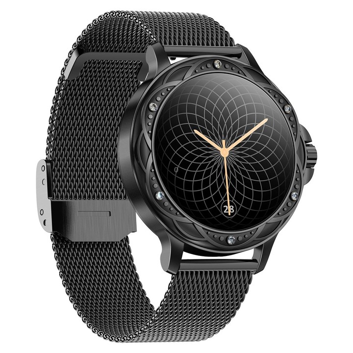 CF12 1.2 inch Waterproof Smart Steel Strap Wristband Support Heart Rate Monitoring / Blood Pressure Monitoring(Black)
