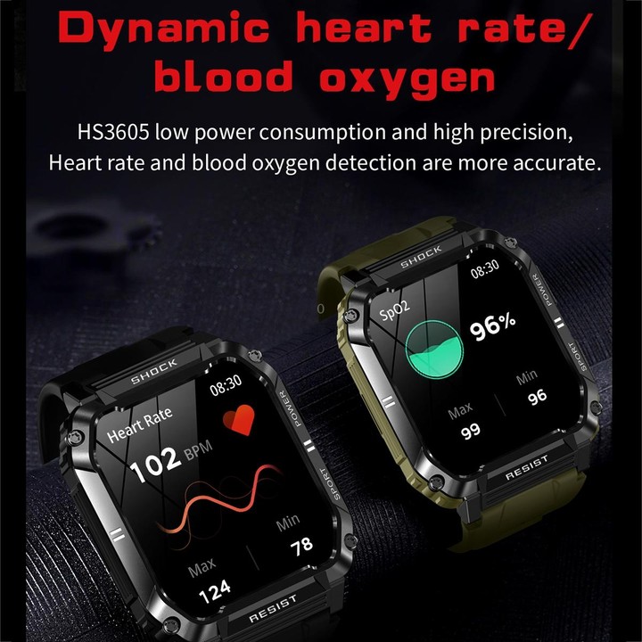 T3 1.95 inch Rugged Smart Sports Wristband Support Heart Rate Monitoring / Blood Pressure Monitoring(Black)