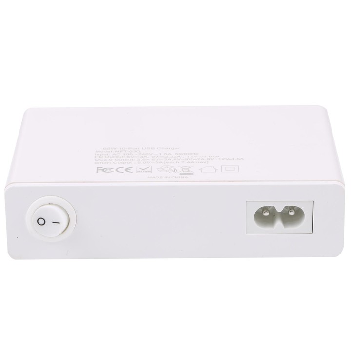 MFT-03Q 10 in 1 65W QC3.0 USB Smart Fast Charger, Plug Type:UK Plug(White)