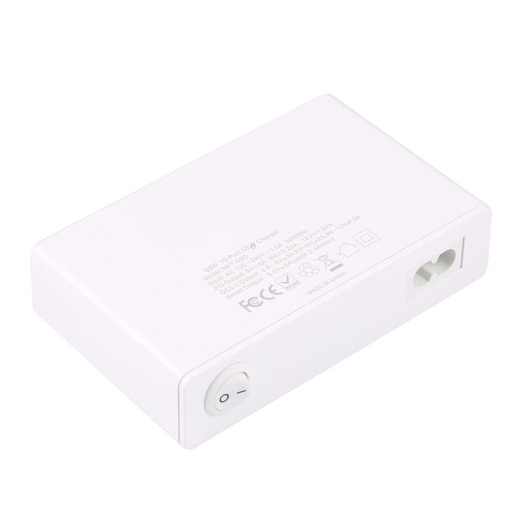 MFT-03Q 10 in 1 65W QC3.0 USB Smart Fast Charger, Plug Type:UK Plug(White)