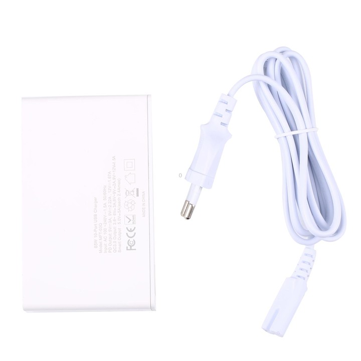 MFT-03Q 10 in 1 65W QC3.0 USB Smart Fast Charger, Plug Type:UK Plug(White)