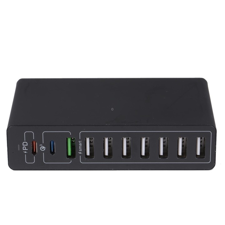 MFT-03Q 10 in 1 65W QC3.0 USB Smart Fast Charger, Plug Type:AU Plug(Black)