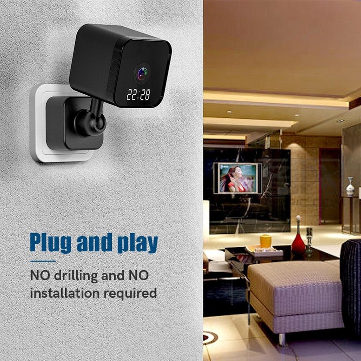 DP27 1080P Clock Plug Card WiFi Camera, Support Two-way Voice Intercom & Mobile Monitoring, Specification:EU Plug(Black)