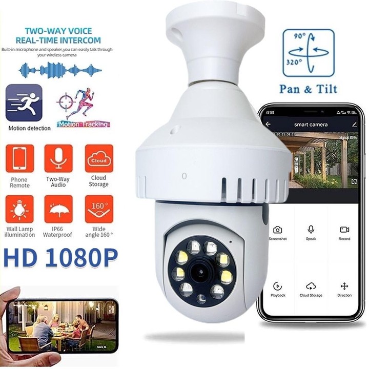 DP36 1080P Smoke Alarm Bulb WiFi Camera, Support IR Night Vision / Motion Detection / Two-way Voice