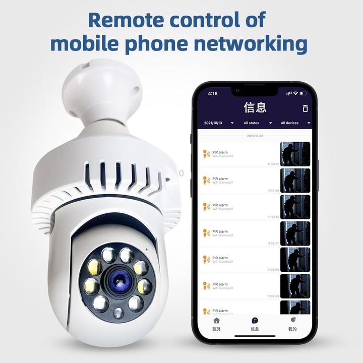 DP36 1080P Smoke Alarm Bulb WiFi Camera, Support IR Night Vision / Motion Detection / Two-way Voice