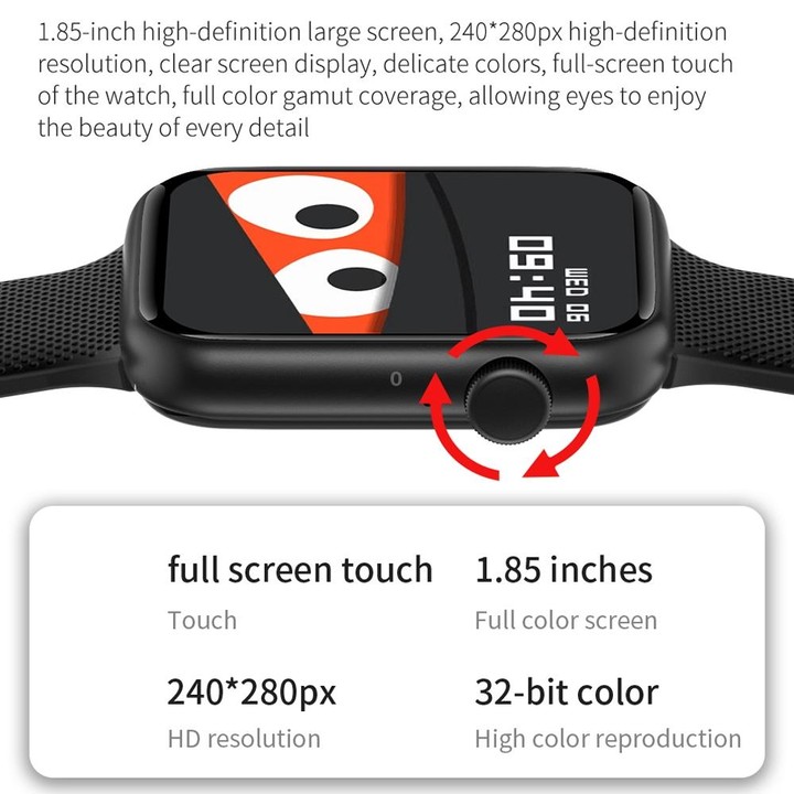 HT15 1.85 inch Silicone Band IP67 Waterproof Smart Watch, Support Bluetooth Calling / Sleep Monitoring(Black)