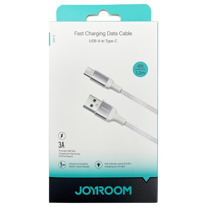 JOYROOM S-UC027A10 Extraordinary Series 3A USB-A to USB-C / Type-C Fast Charging Data Cable, Cable Length:1.2m(White)
