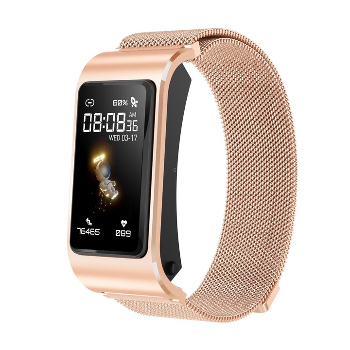 H21 1.14-inch Steel Band Earphone Detachable Smart Watch Support Temperature Measurement / Bluetooth Call / Voice Control(Gold)