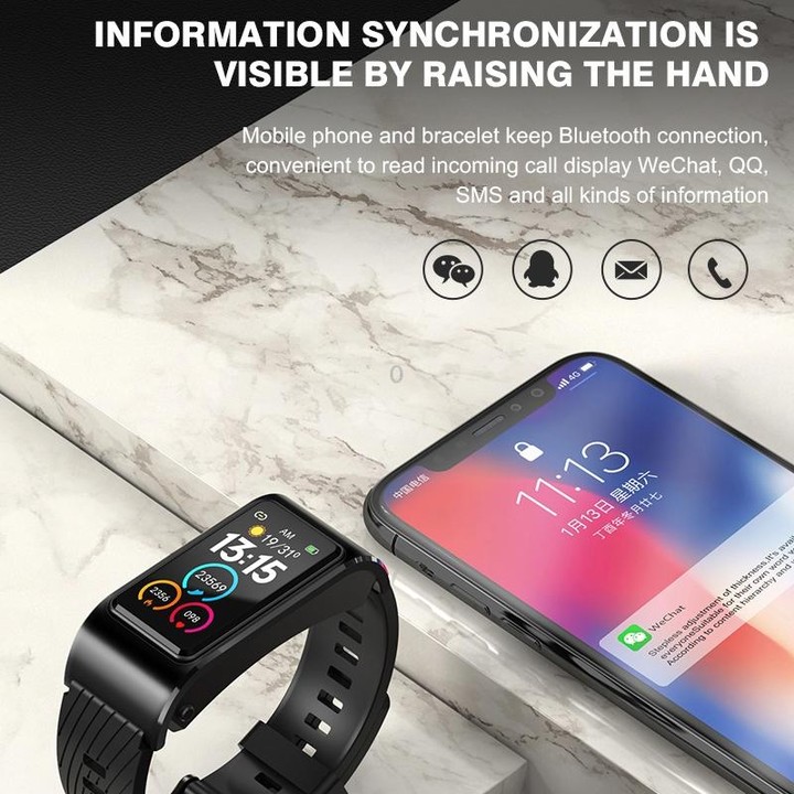 H21 1.14 inch Leather Band Earphone Detachable Smart Watch Support Temperature Measurement / Bluetooth Call / Voice Control(Blac