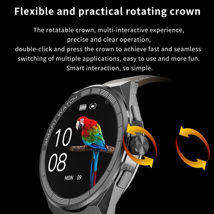 BM01 1.45 inch Steel Band IP68 Waterproof Smart Watch Support Bluetooth Call / NFC(Silver)