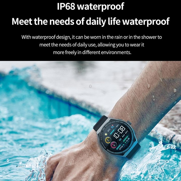 BM01 1.45 inch Steel Band IP68 Waterproof Smart Watch Support Bluetooth Call / NFC(Silver)