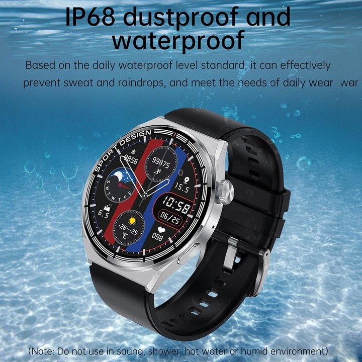 HDT 3 Max 1.6 inch Steel Band IP67 Waterproof Smart Watch Support Bluetooth Call / NFC(Silver)