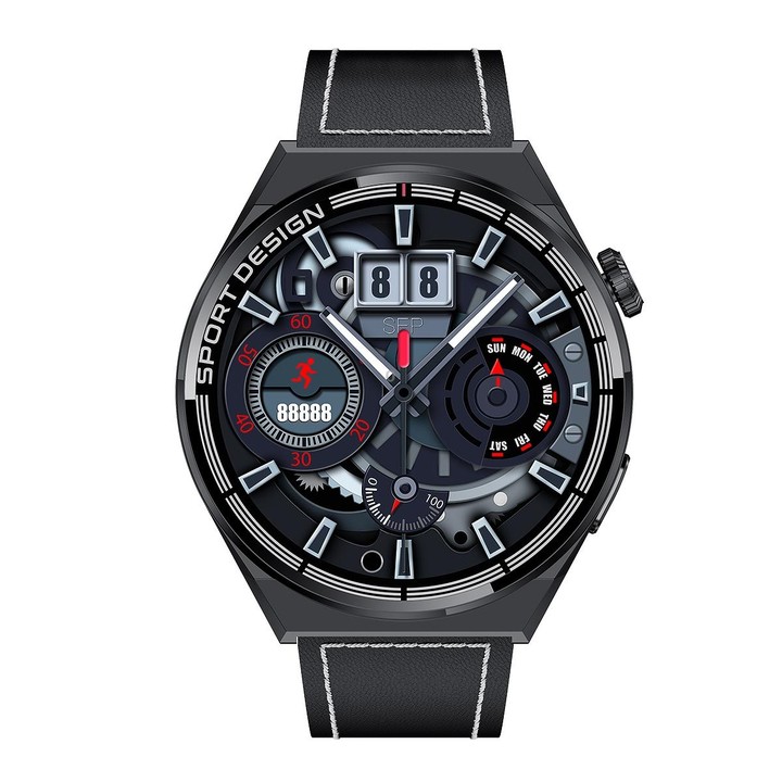 HDT 3 Max 1.6 inch Leather Band IP67 Waterproof Smart Watch Support Bluetooth Call / NFC(Black)