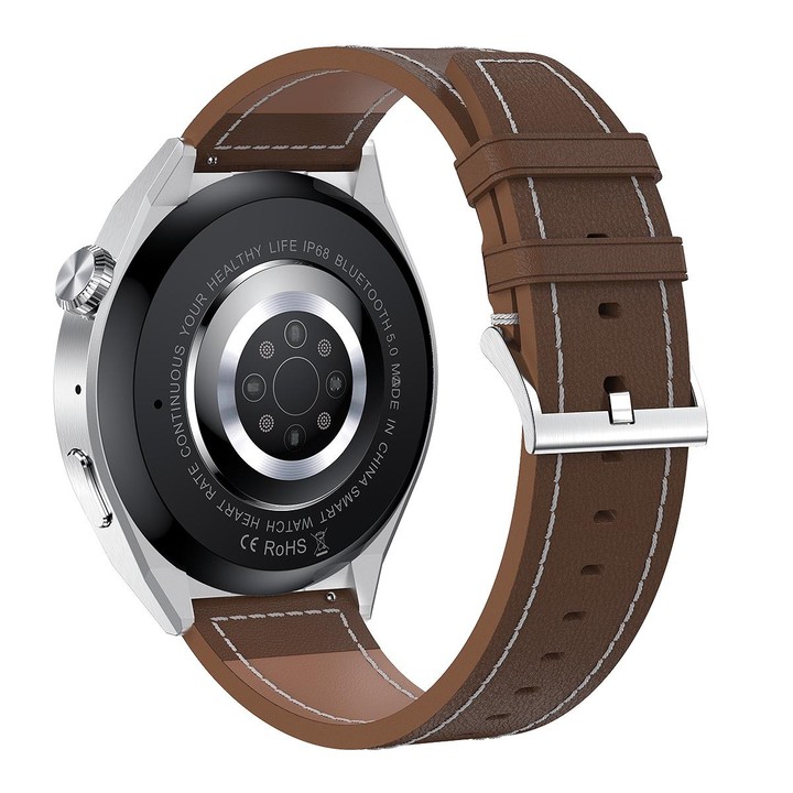 HDT 3 Max 1.6 inch Leather Band IP67 Waterproof Smart Watch Support Bluetooth Call / NFC(Silver)