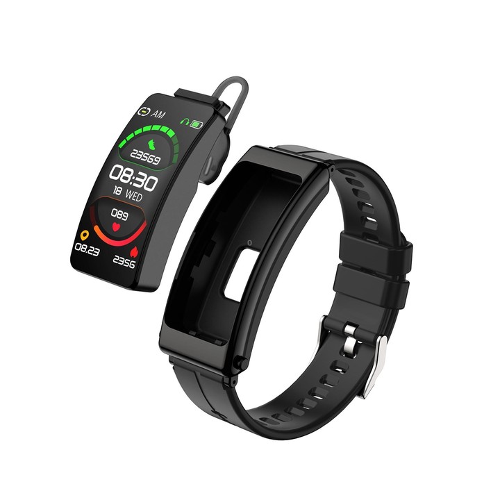K13 1.14 inch Silicone Band Earphone Detachable Smart Watch Support Bluetooth Call(Black)