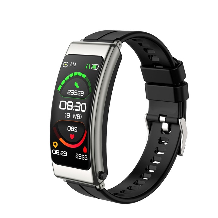 K13 1.14 inch Silicone Band Earphone Detachable Smart Watch Support Bluetooth Call(Black Silver)