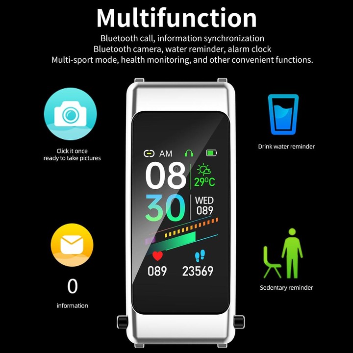 K50 1.08 inch Steel Band Earphone Detachable IP67 Waterproof Smart Watch Support Bluetooth Call(Black)