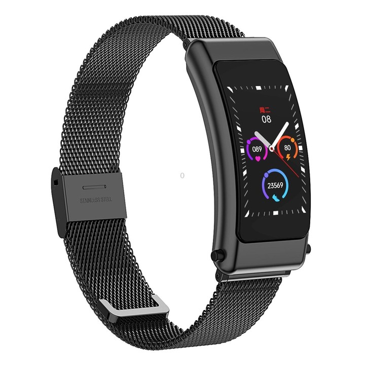 K50 1.08 inch Steel Band Earphone Detachable IP67 Waterproof Smart Watch Support Bluetooth Call(Black)