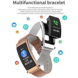K50 1.08 inch Steel Band Earphone Detachable IP67 Waterproof Smart Watch Support Bluetooth Call(Black)