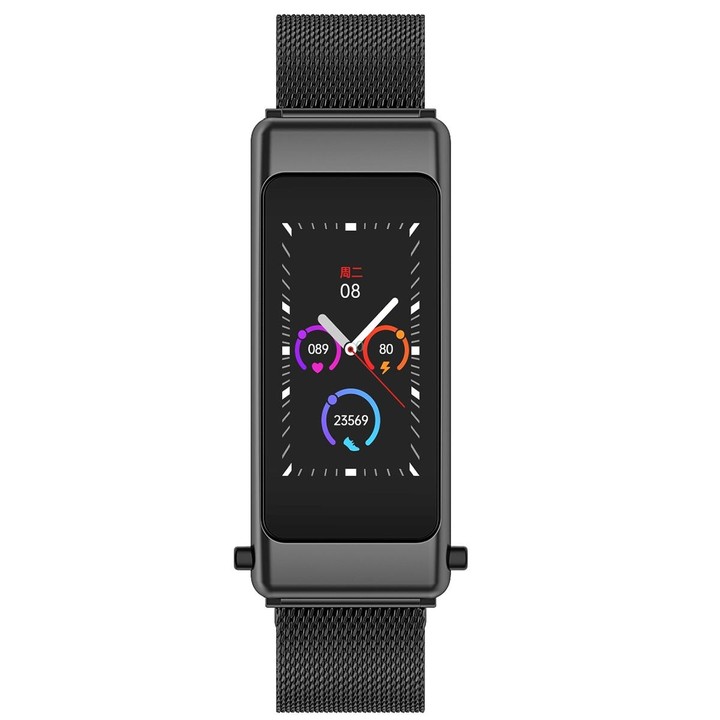 K50 1.08 inch Steel Band Earphone Detachable IP67 Waterproof Smart Watch Support Bluetooth Call(Black)