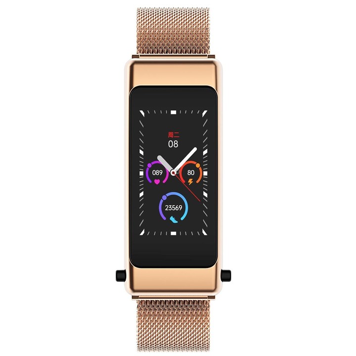K50 1.08 inch Steel Band Earphone Detachable IP67 Waterproof Smart Watch Support Bluetooth Call(Gold)