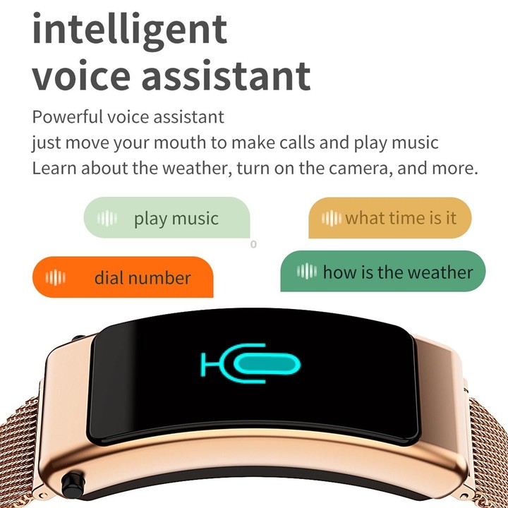 K50 1.08 inch Steel Band Earphone Detachable IP67 Waterproof Smart Watch Support Bluetooth Call(Gold)
